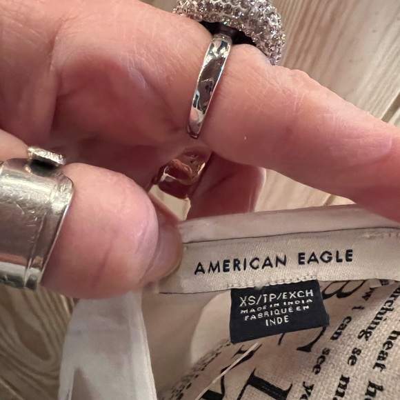 🌸🦅🤍American Eagle Outfitters White Lace-Up Blouse🤍🦅🌸 - Picture 7 of 11